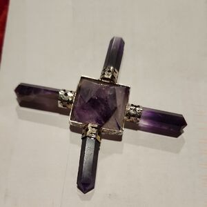 Elegant Purple and Silver Cross Pendant